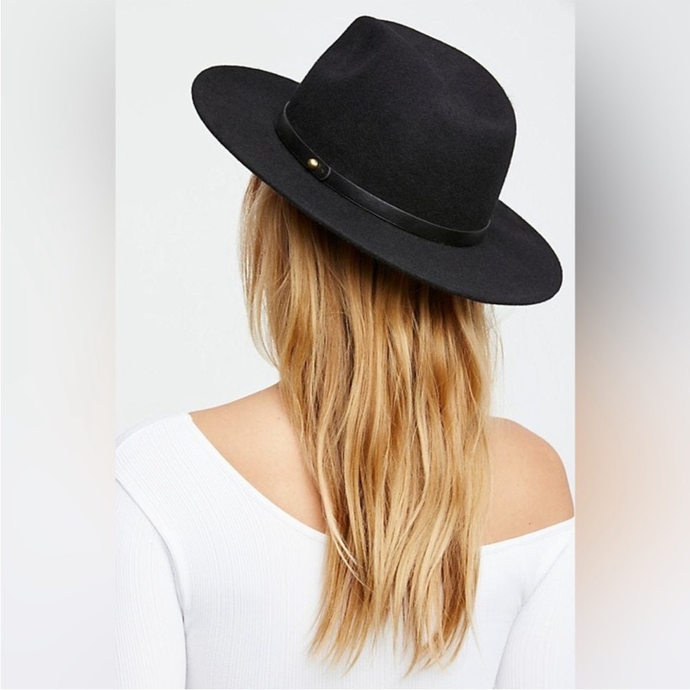 Free People Wool Black Hat Fedora One Size with Black Band - Picture 13 of 14